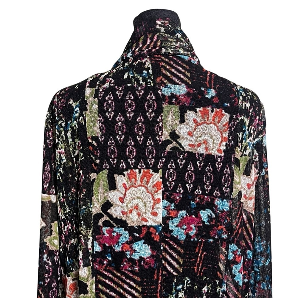 All Miles Patchwork Floral Semi Sheer Mesh Open Front Duster Cardigan XL - Picture 7 of 10